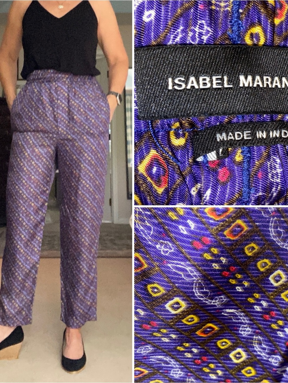 Isabel Marant 2016 $595 100% Silk Pant Purple Womens FR 36 US 4-6